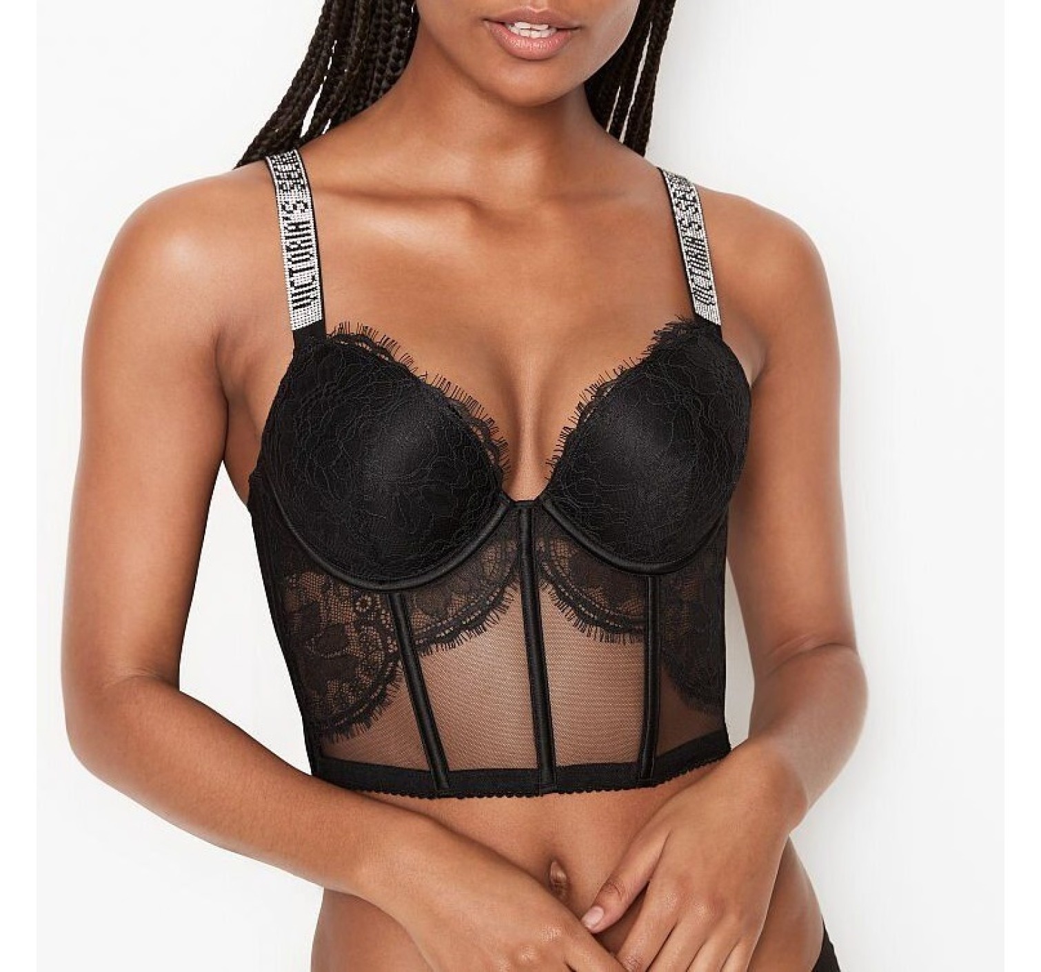 Комплект белья Victoria’s Secret Very Sexy Shine Strap Balconette Black Lace