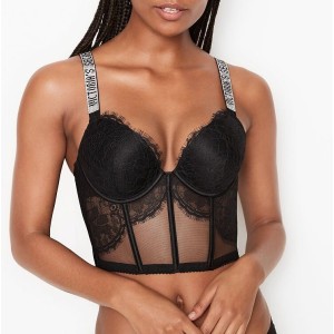 Комплект белья Victoria’s Secret Very Sexy Shine Strap Balconette Black Lace