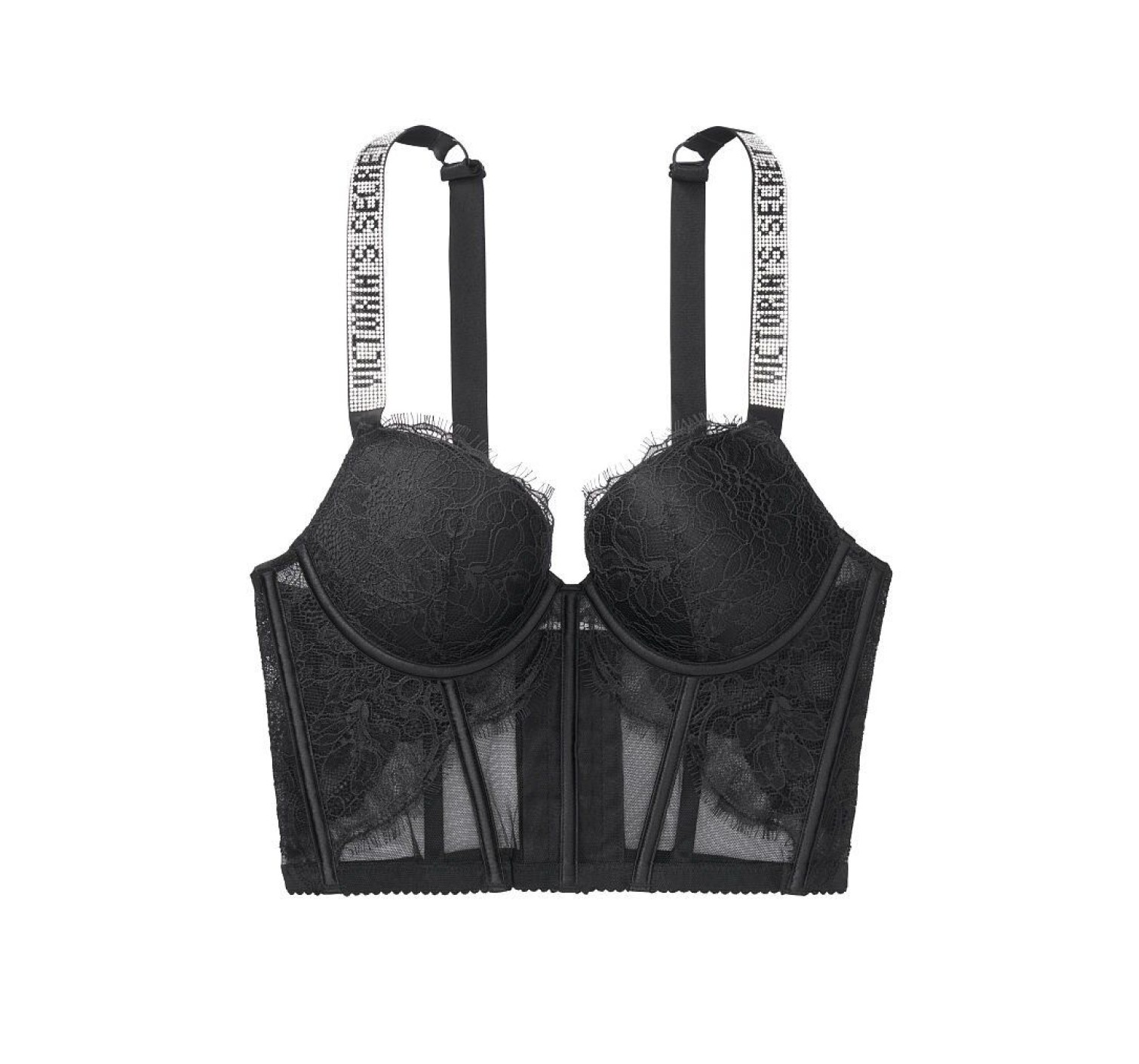 Балконетт Виктория Сикрет с черным кружевом Very Sexy Shine Strap Balconette