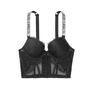 Балконетт Виктория Сикрет с черным кружевом Very Sexy Shine Strap Balconette