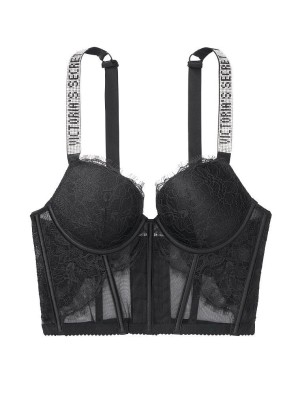 Балконетт Виктория Сикрет с черным кружевом Very Sexy Shine Strap Balconette