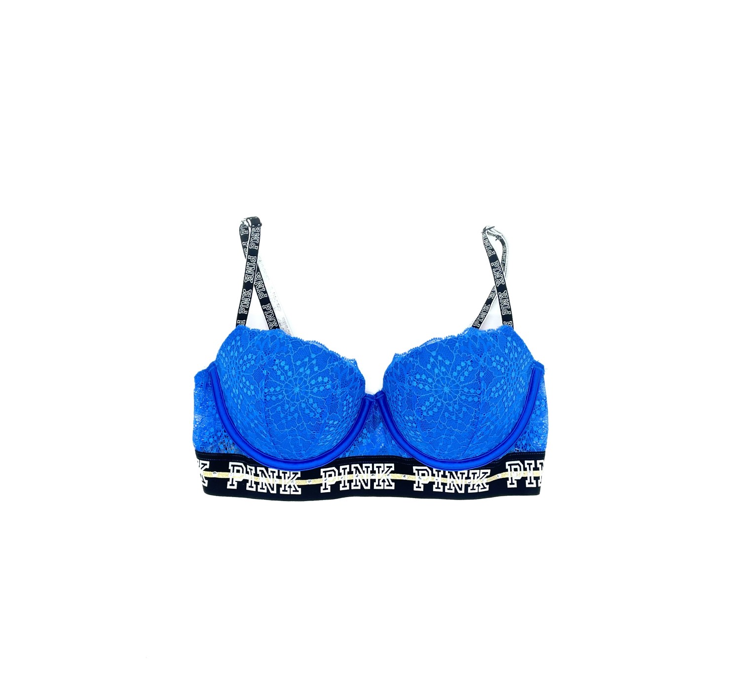 Бюстгальтер Victoria’s Secret Pink push-up full coverage blue Lace Bra