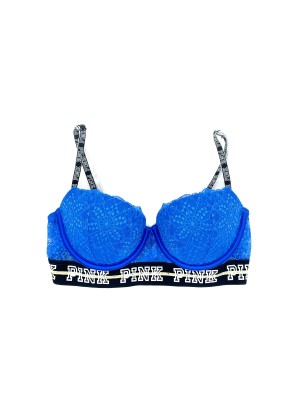 Бюстгальтер Victoria’s Secret Pink push-up full coverage blue Lace Bra
