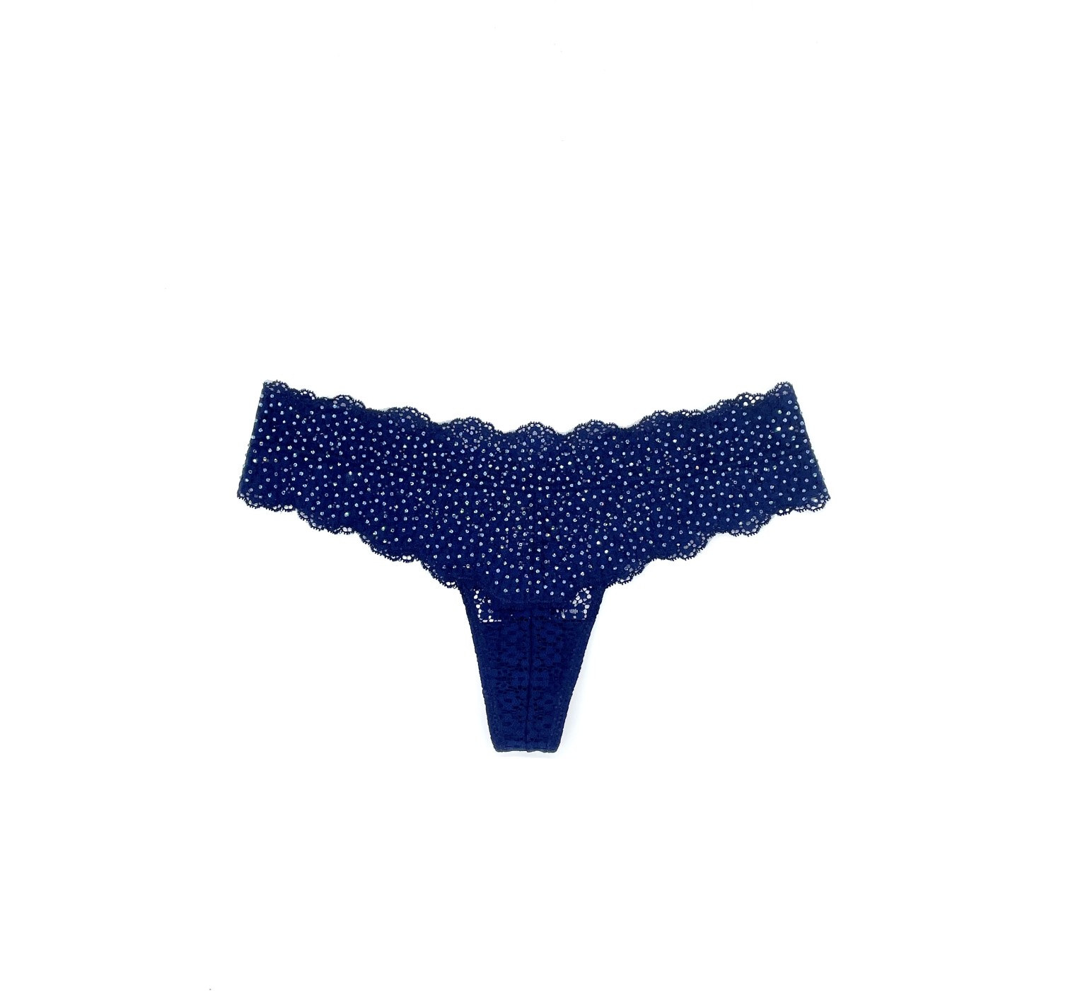 Трусики стрінги Victoria's Secret Very Sexy Rhinestone Deep Blue Lace Thong panty