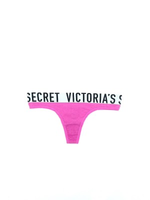 Трусики стрінги Victoria's Secret Cotton Pink Thong panty logo VS
