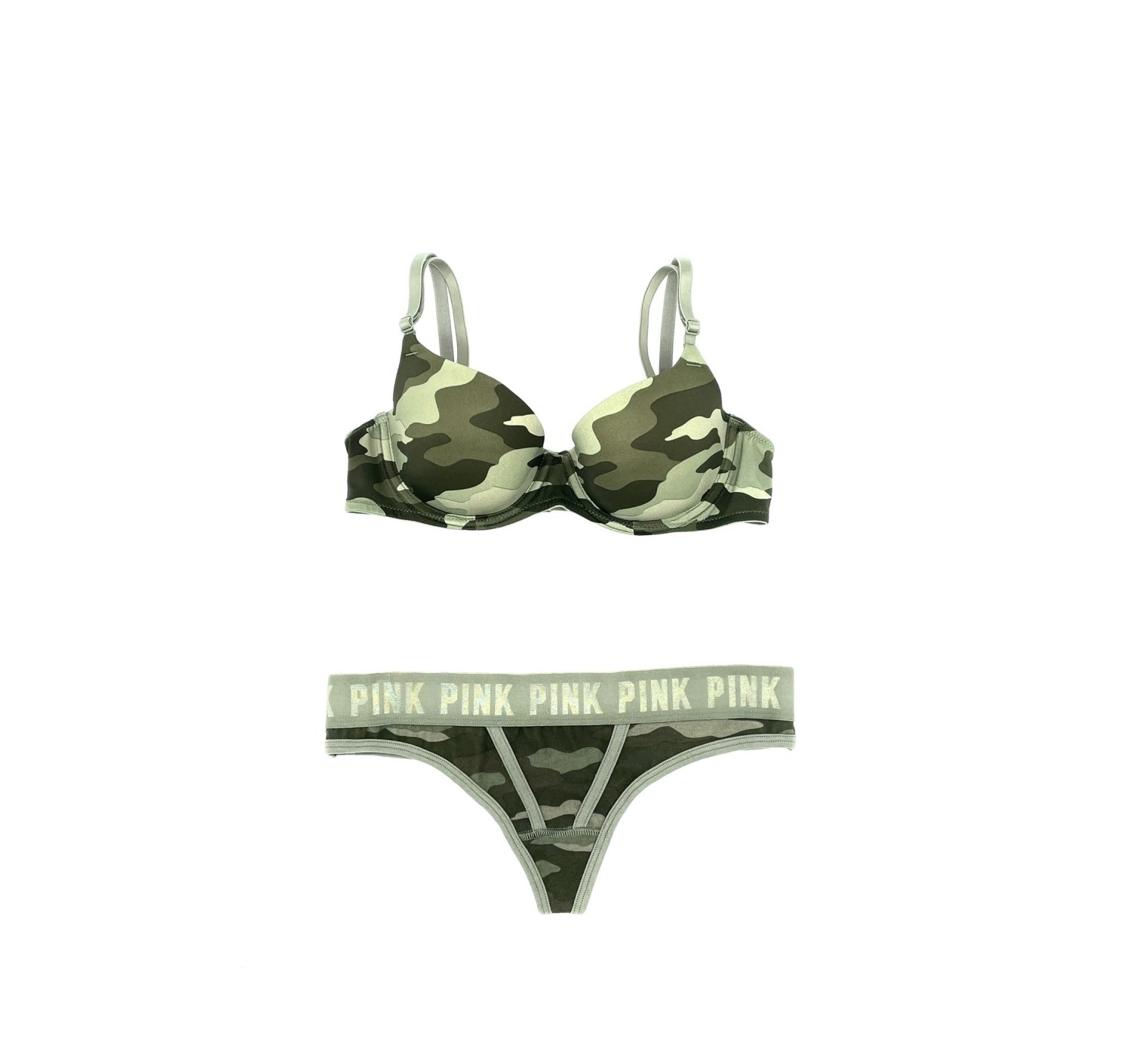 Комплект білизни VS PINK Camo Lightly lined &amp; Cotton Thong panty