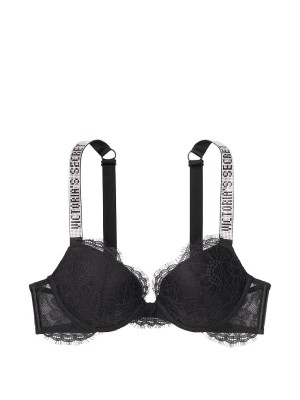 Бюстгальтер Victoria’s Secret Black Lace Embellished Strap Push-up Bra