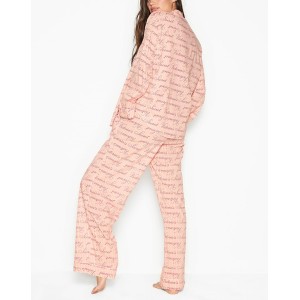 Піжама Victoria's Secret Cotton Long PJ Set Pink logo VS