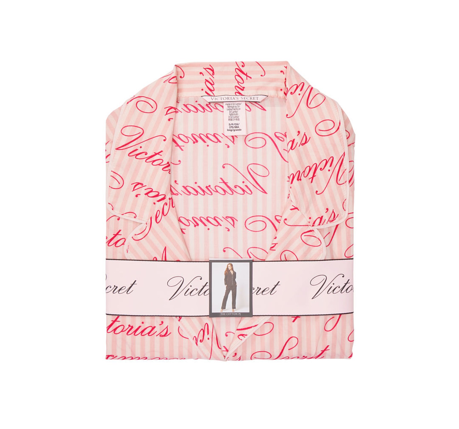 Піжама Victoria's Secret Cotton Long PJ Set Pink logo VS
