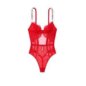 Боді Вікторія Секрет Very Sexy Logo Shine Strap Teddy Lipstick