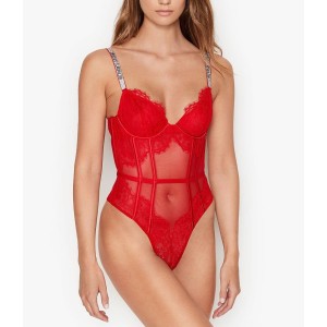 Боді Вікторія Секрет Very Sexy Logo Shine Strap Teddy Lipstick