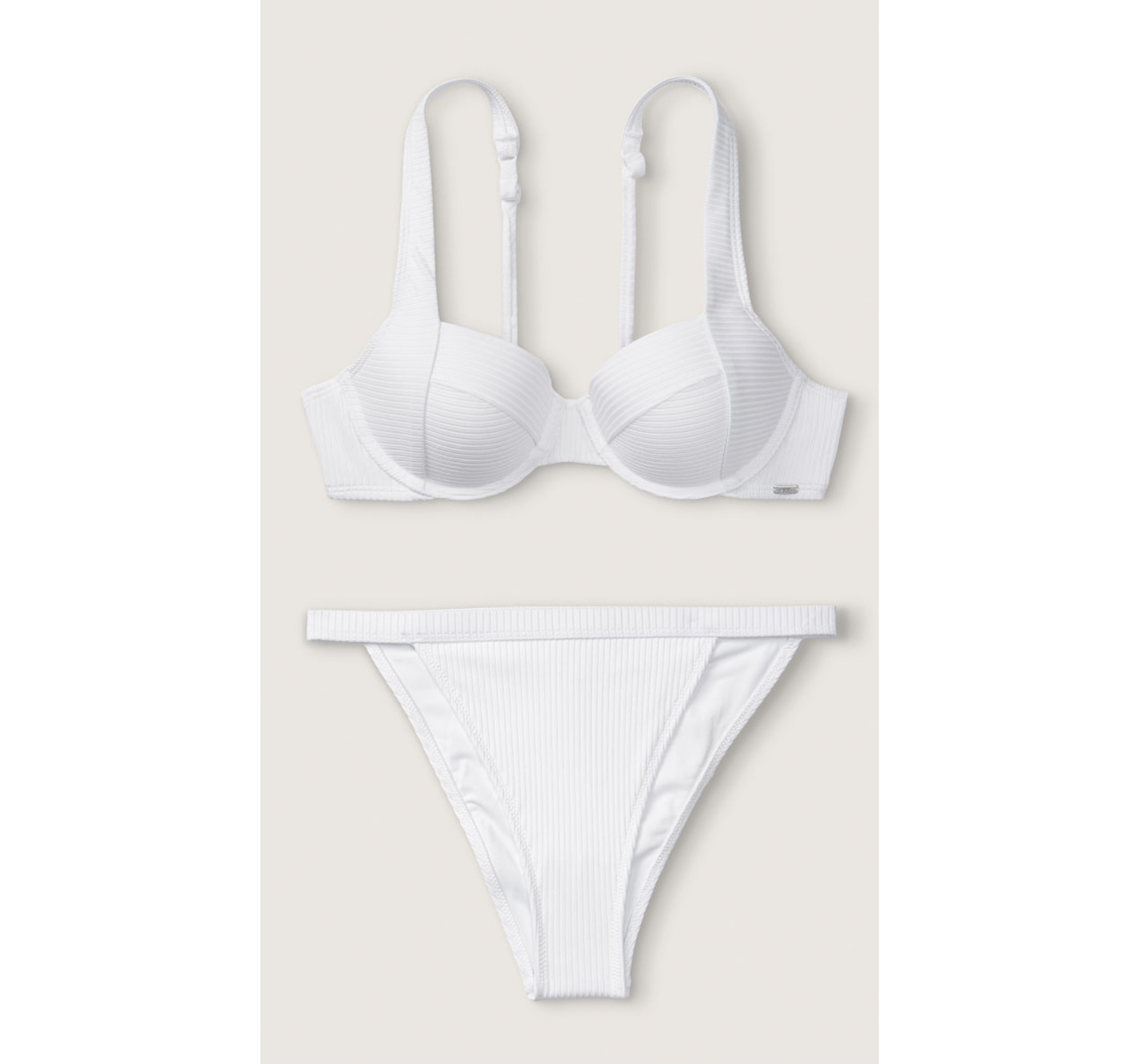 Купальник PINK Victoria's Secret push-up Swim Ribbed White Top
