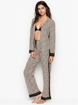 Пижама Victoria’s Secret Modal Lace Long PJ Set Leo print
