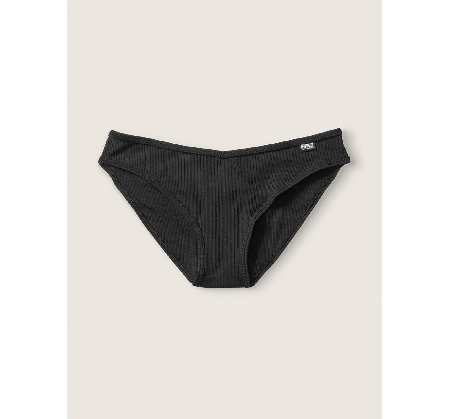 Бавовняні трусики VS PINK Ribbed Cotton Bikini Panty black