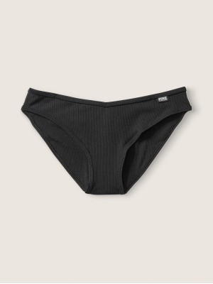 Бавовняні трусики VS PINK Ribbed Cotton Bikini Panty black