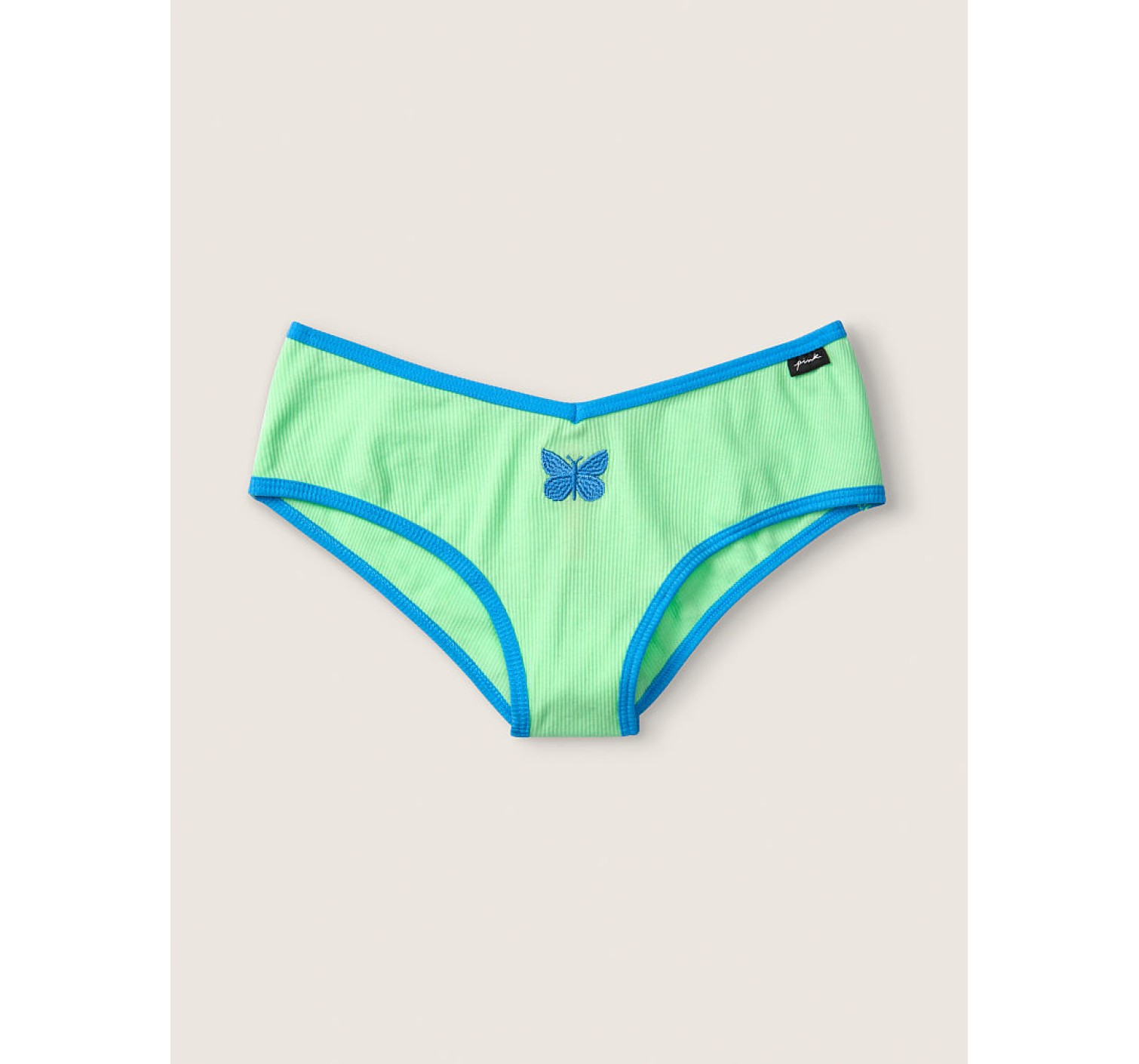 Бавовняні Трусики VS PINK Ribbed Cotton Bikini Panty метелик