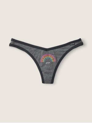 Бавовняні трусики стрінги Вікторія Сікрет Pink Cotton Thong panty