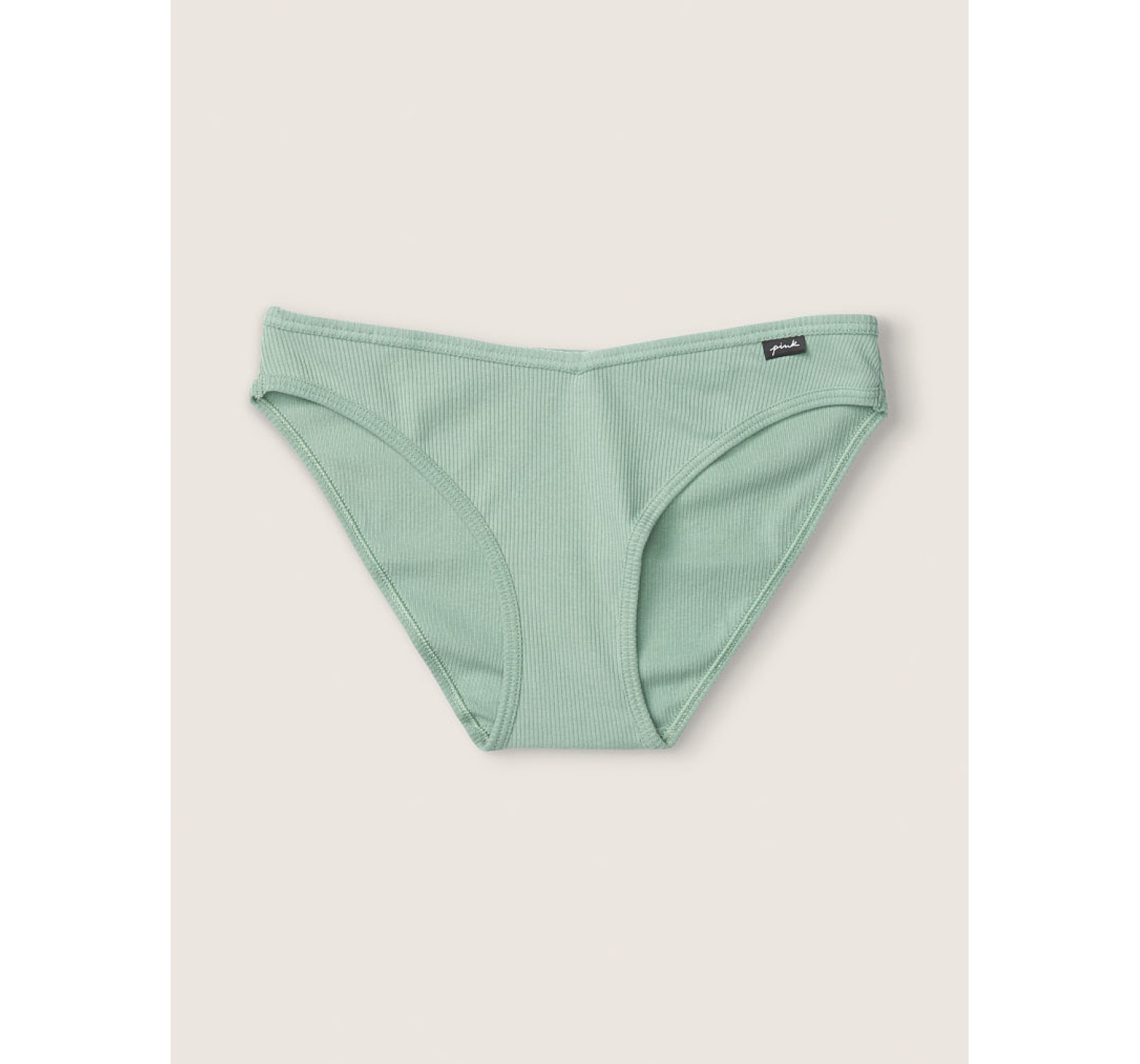 Хлопковые Трусики VS PINK Ribbed Cotton Bikini Panty green