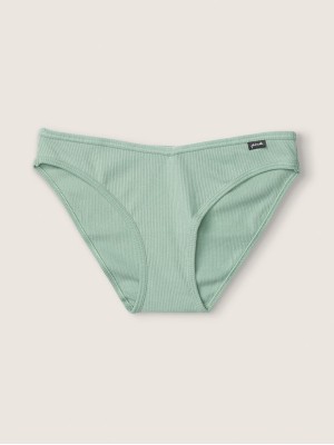 Хлопковые Трусики VS PINK Ribbed Cotton Bikini Panty green