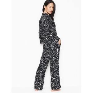 Пижама Victoria’s Secret Flannel Long PJ Set Black Hearts