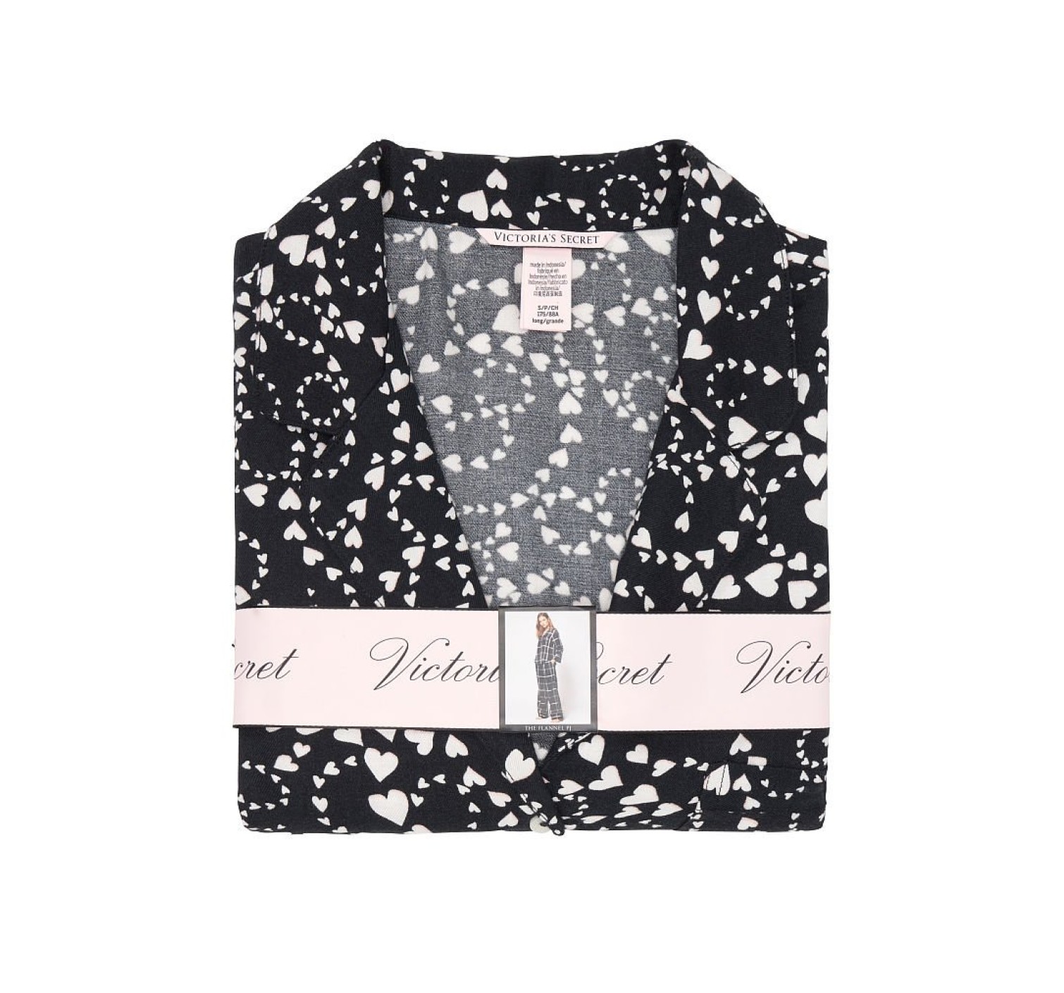 Пижама Victoria’s Secret Flannel Long PJ Set Black Hearts