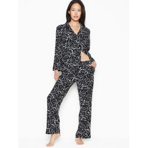 Пижама Victoria’s Secret Flannel Long PJ Set Black Hearts