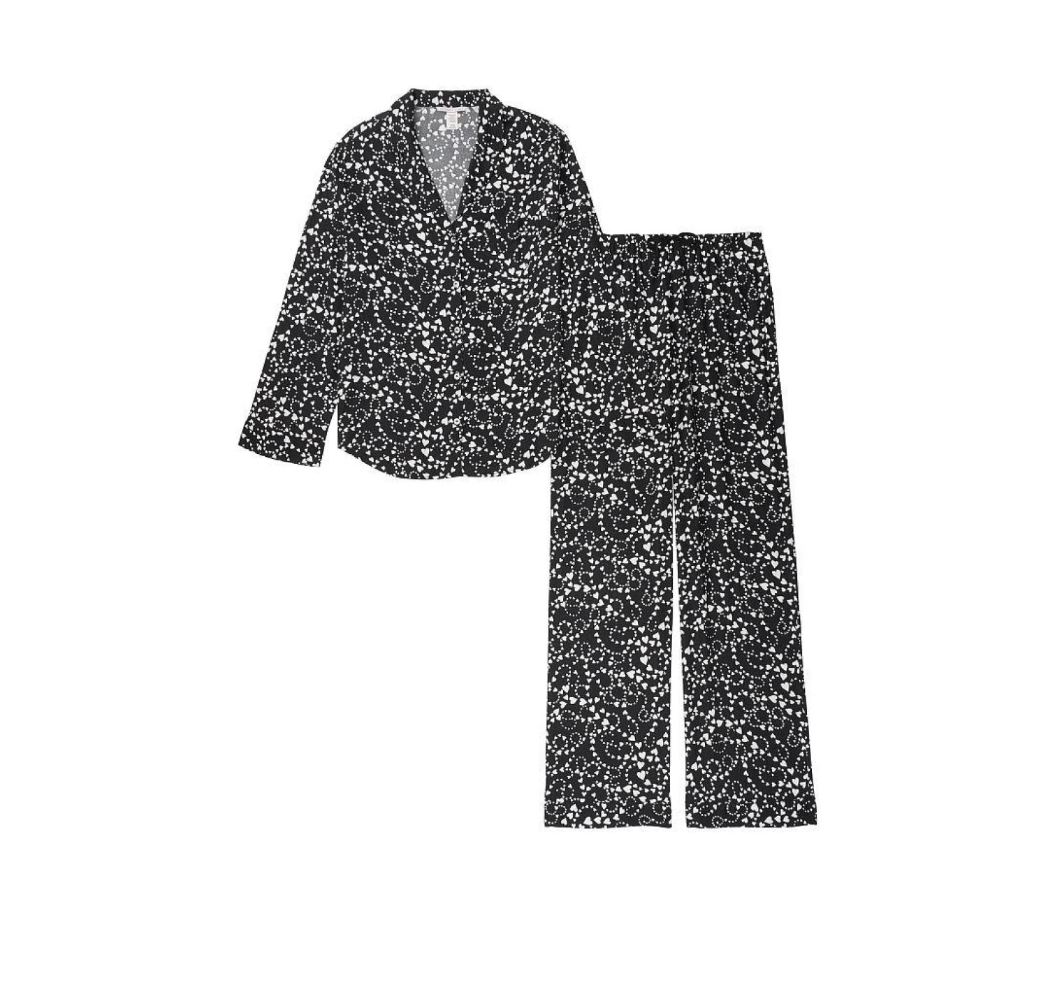 Пижама Victoria’s Secret Flannel Long PJ Set Black Hearts