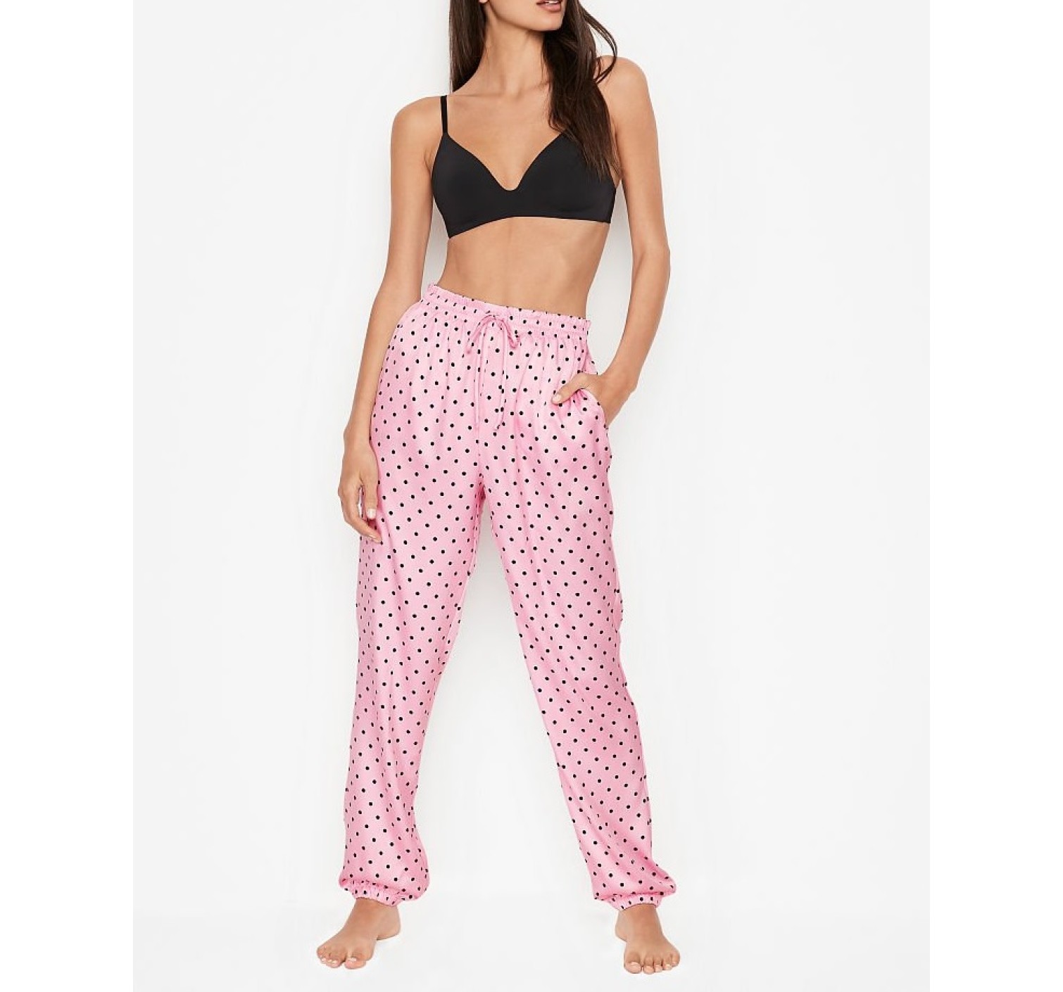 Пижама Victoria’s Secret Satin Cami Pj Set Rose & Black dot