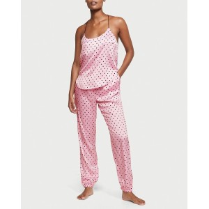 Пижама Victoria’s Secret Satin Cami Pj Set Rose & Black dot
