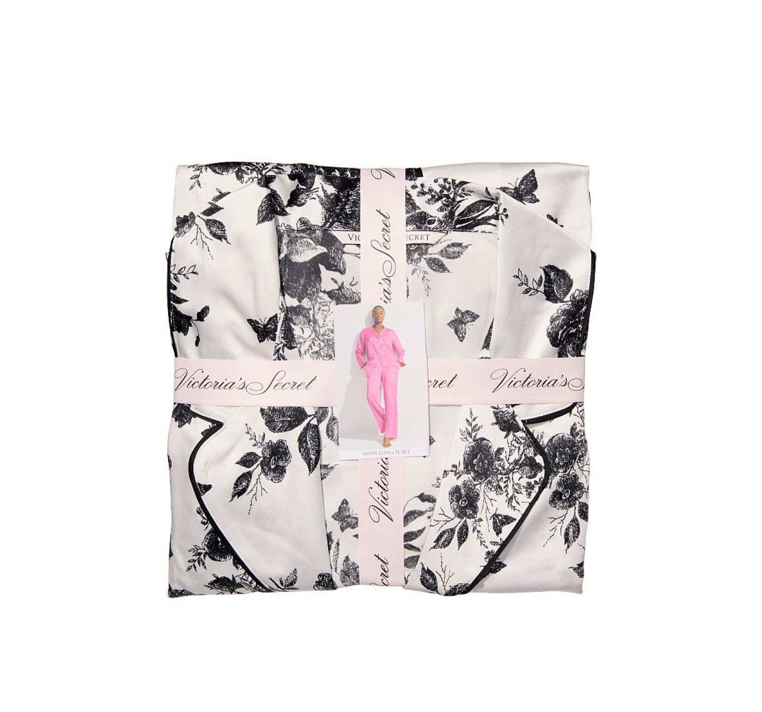 Піжама Victoria's Secret Satin Long PJ Set White Hidden Bunny Toile