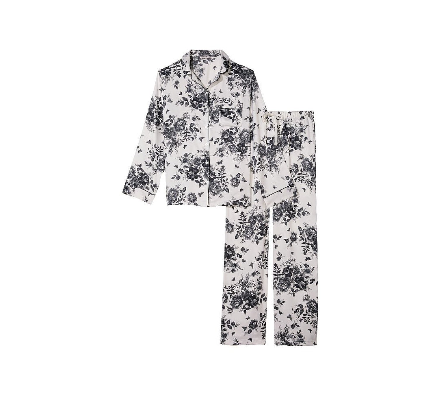 Піжама Victoria's Secret Satin Long PJ Set White Hidden Bunny Toile