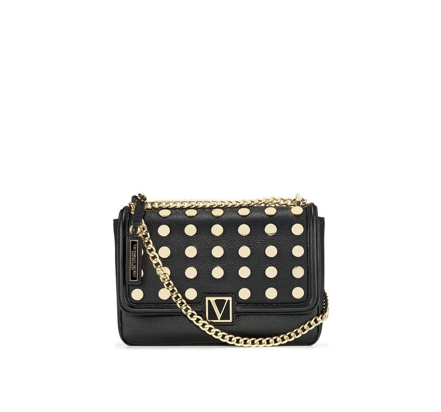 Кросс-боди Виктория Сикрет Medium Shoulder Bag Black with Gold dot