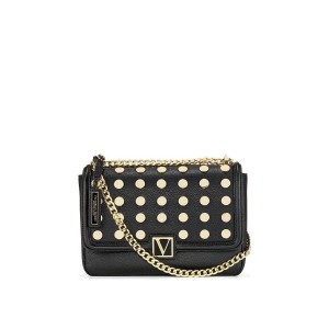 Кросс-боди Виктория Сикрет Medium Shoulder Bag Black with Gold dot