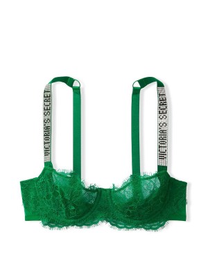 Бюстгальтер зеленый Victoria’s Secret Embellished Strap Push-up Bra