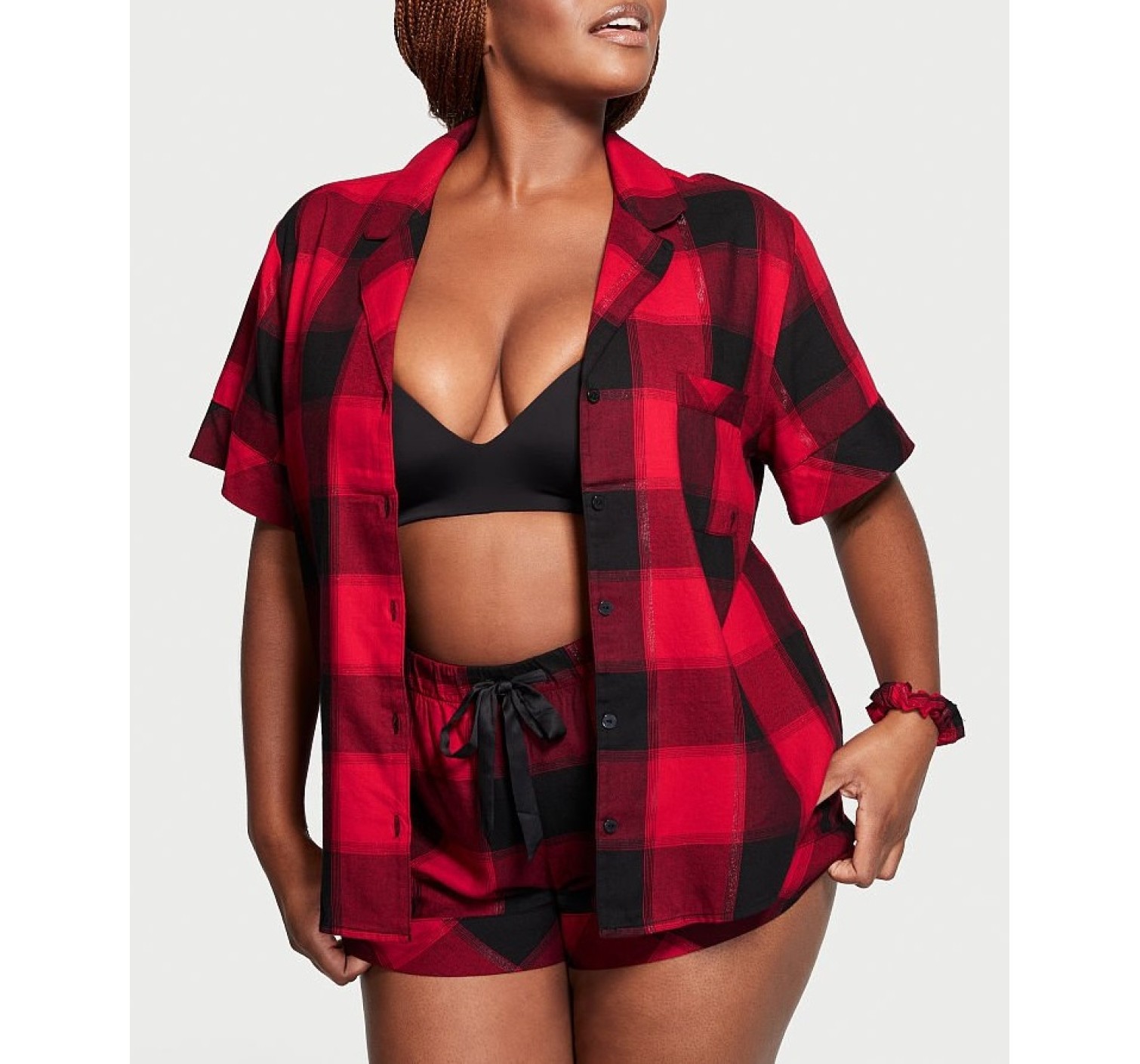 Піжама Victoria's Secret Flannel Short PJ Set Red plaid