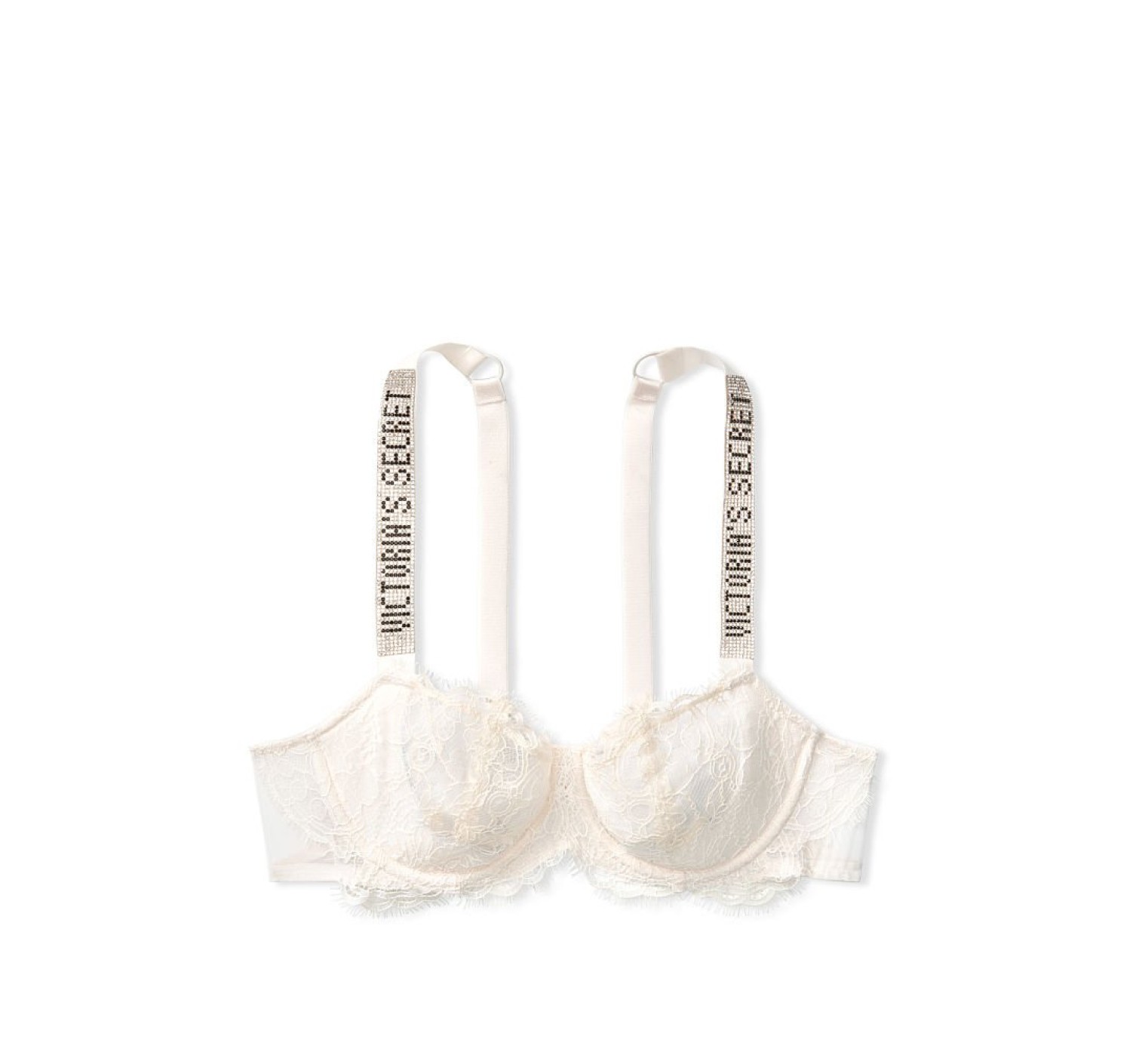 Бюстгальтер Victoria's Secret White Lace Embellished Strap Push-up Bra