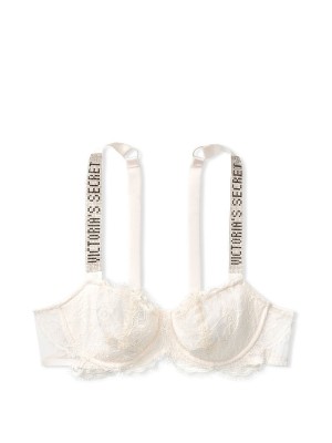 Бюстгальтер Victoria’s Secret White Lace Embellished Strap Push-up Bra