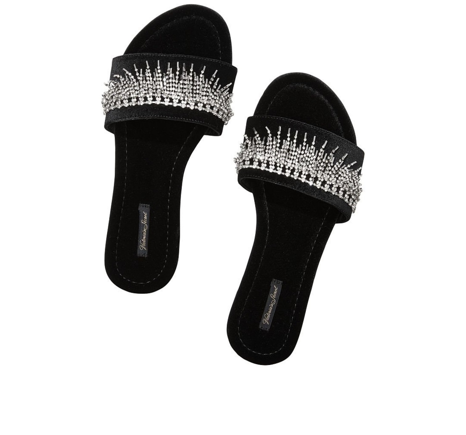 Домашние тапочки Victoria’s Secret Fringe Rhinestone Velvet Slides