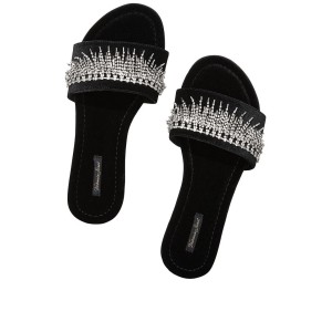 Домашние тапочки Victoria’s Secret Fringe Rhinestone Velvet Slides