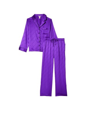 Сатиновая пижама Виктория Сикрет Satin Long Pj Set Purple