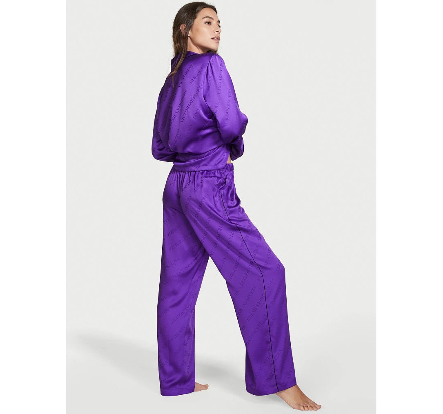 Сатинова піжама Вікторія Секрет Satin Long Pj Set Purple