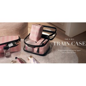 4 в 1 набір косметичок Victoria's Secret Train set Siganture stripe