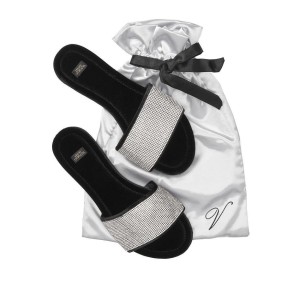 Домашние тапочки Victoria’s Secret Slippers Velvet Rhinestones Slides