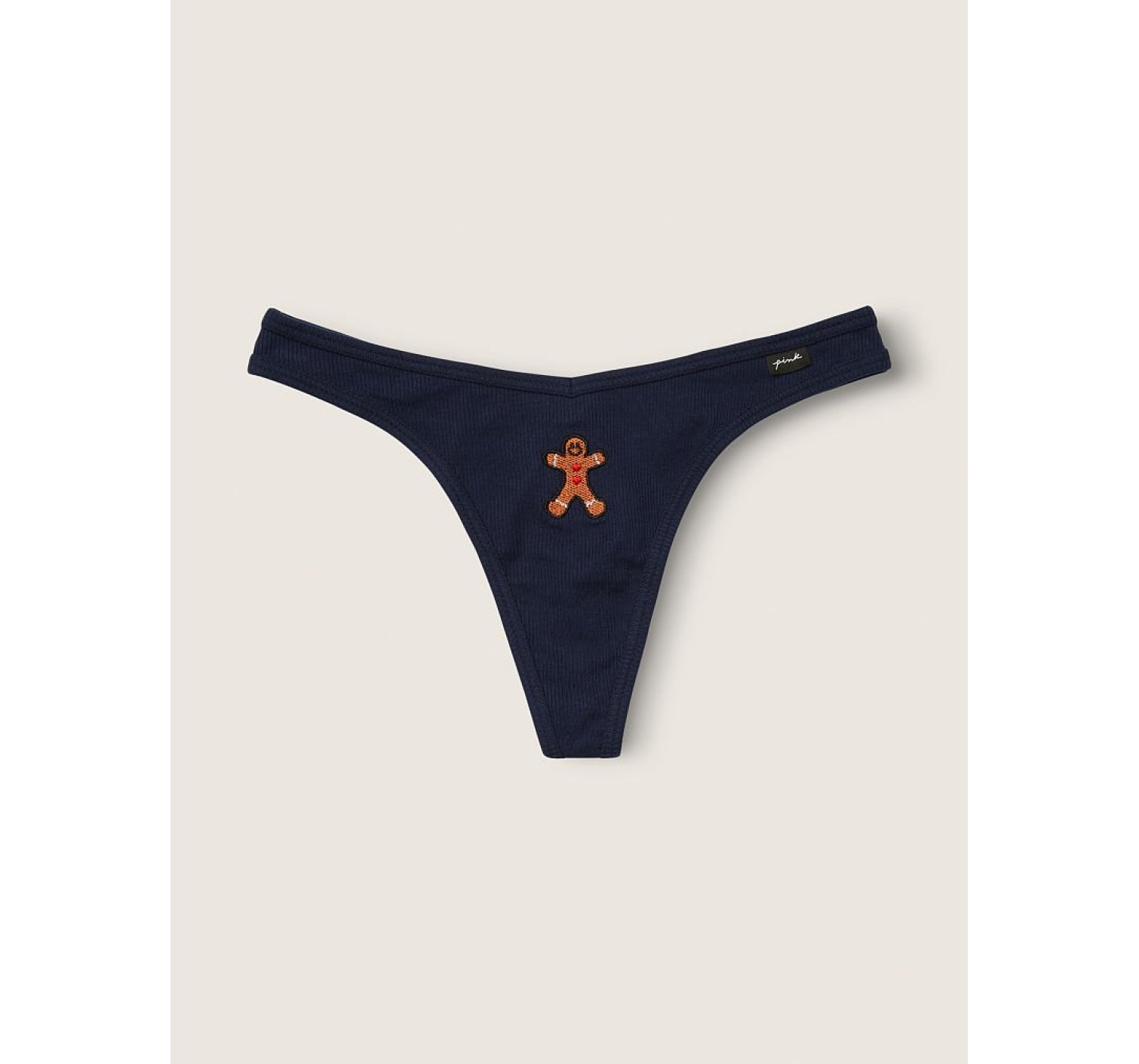 Трусики стрінги PINK Cotton Ribbed Thong panty