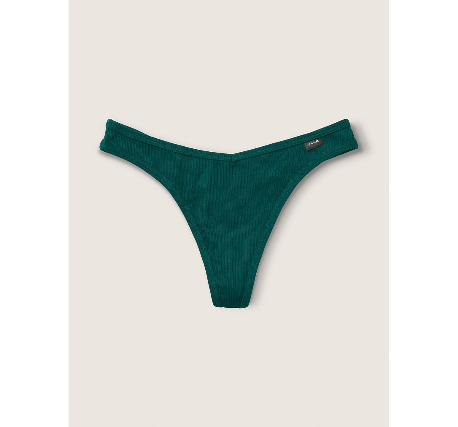 Трусик стринги PINK Cotton Ribbed Thong panty Green