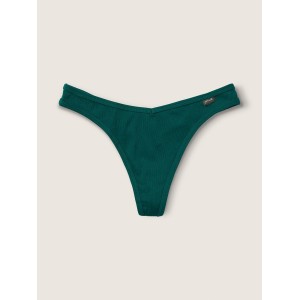 Трусик стринги PINK Cotton Ribbed Thong panty Green