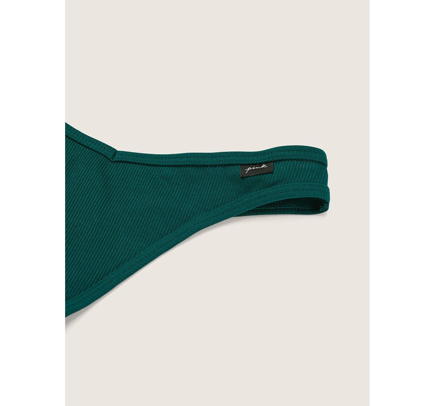 Трусик стринги PINK Cotton Ribbed Thong panty Green