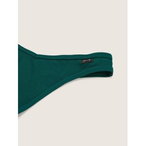 Трусик стринги PINK Cotton Ribbed Thong panty Green
