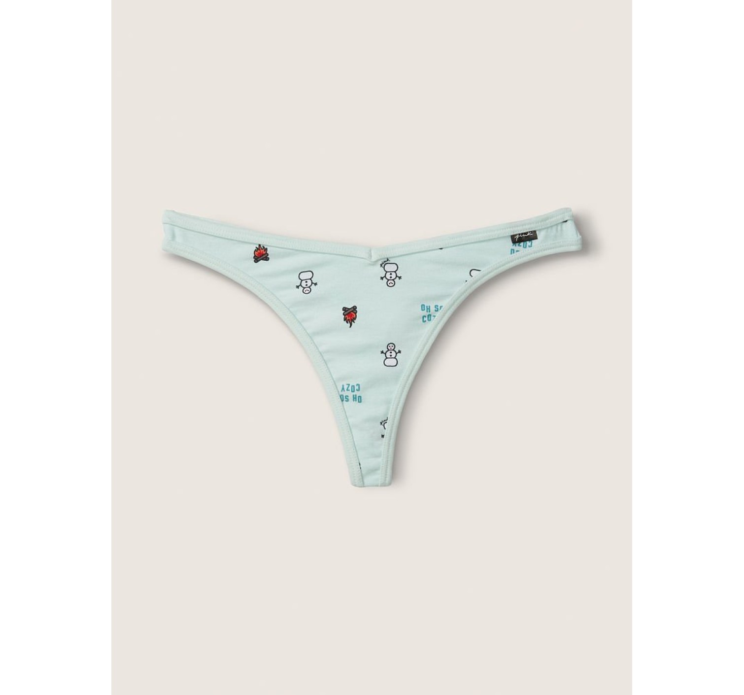 Трусик стринги PINK Cotton Ribbed Thong panty Cozy print