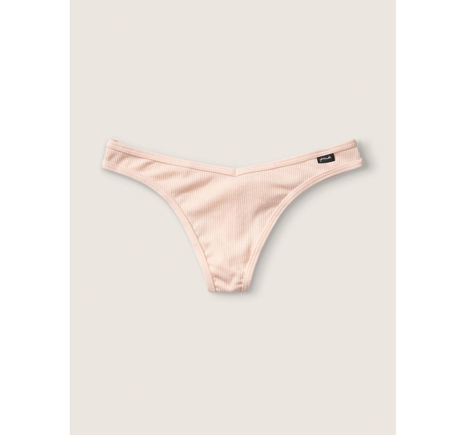 Трусик стринги PINK Cotton Ribbed Thong panty Peach